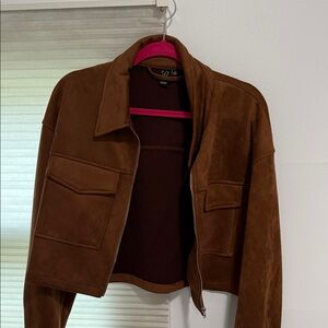 Windsor Brown Suede Zip-Front Jean Jacket